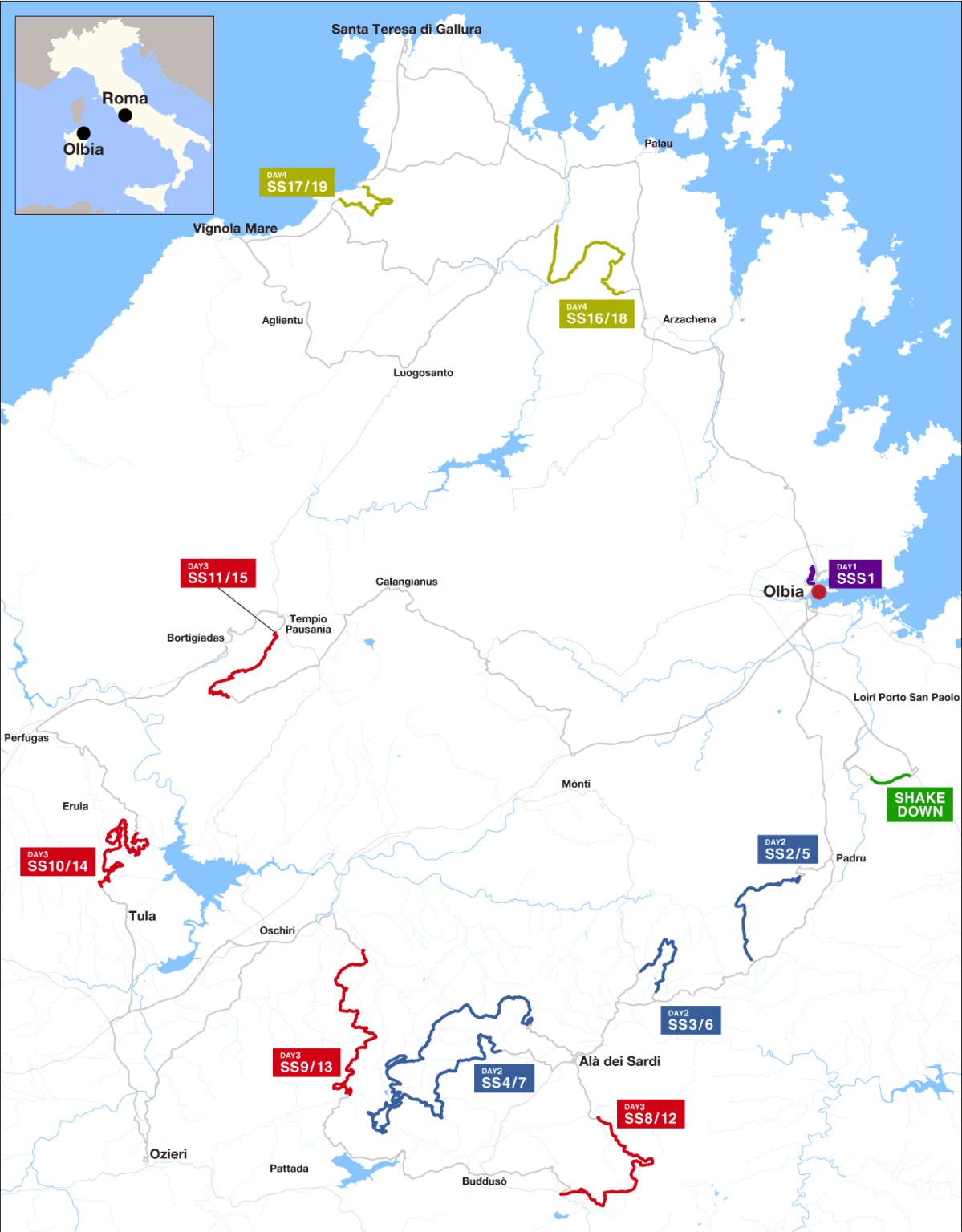 Mapa Rally Cerdeña 2023