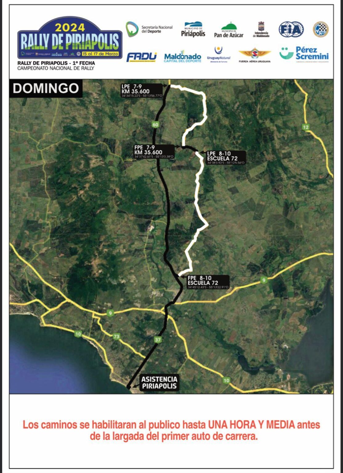 Mapa segunda Etapa Rally de Piriápolis