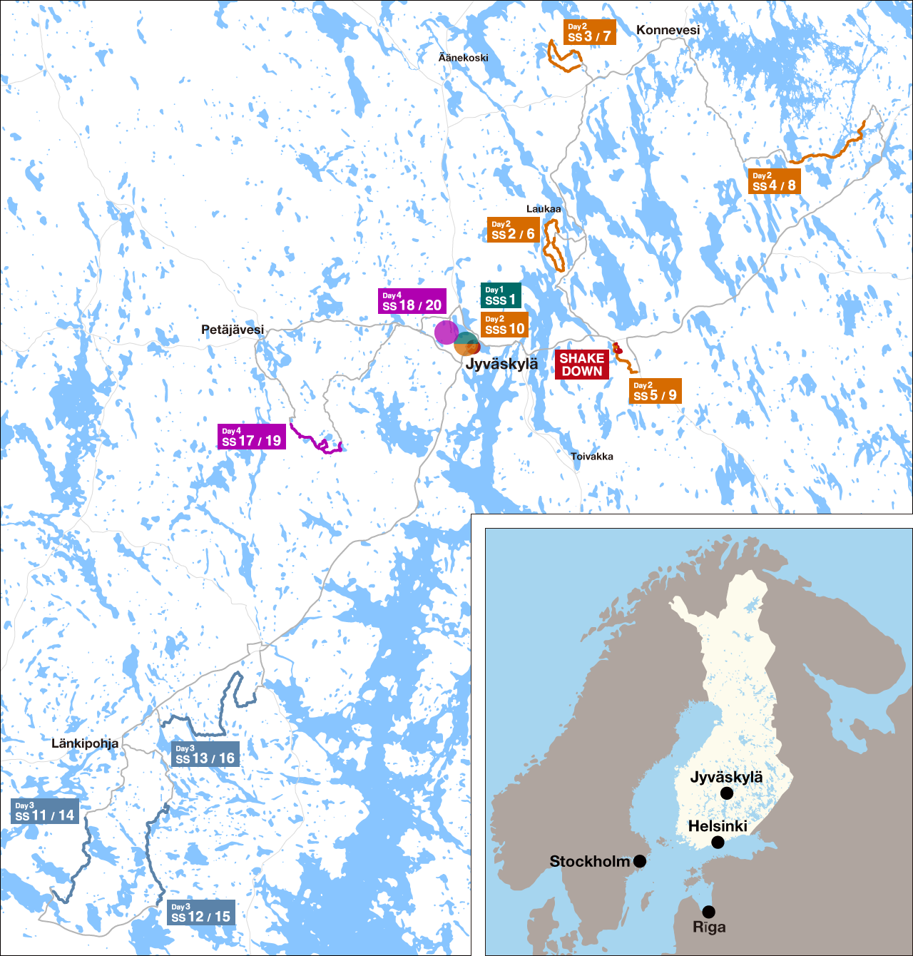 Mapa Rally de Finlandia 2024