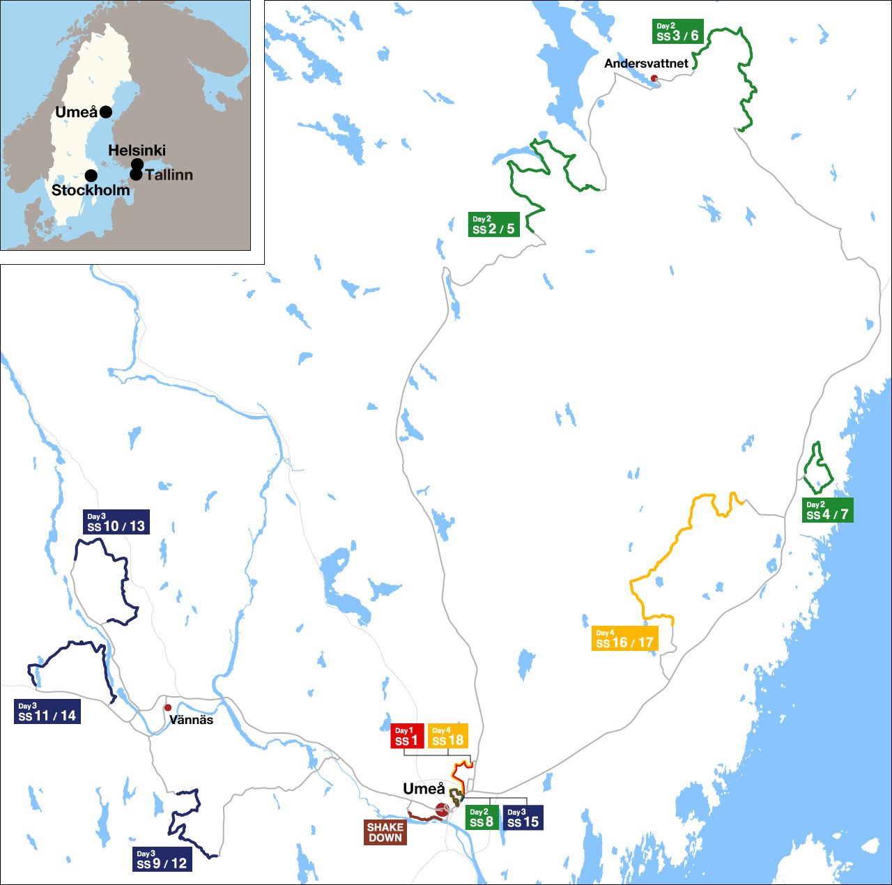 Diagrama de la segunda fecha del WRC