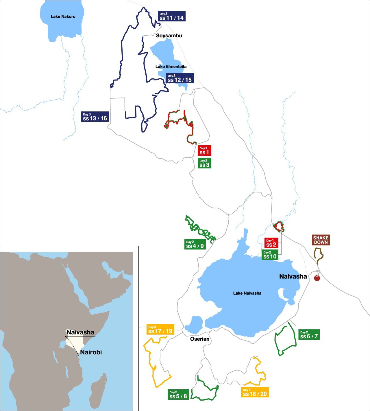 Mapa del recorrido Safari Rally 2026