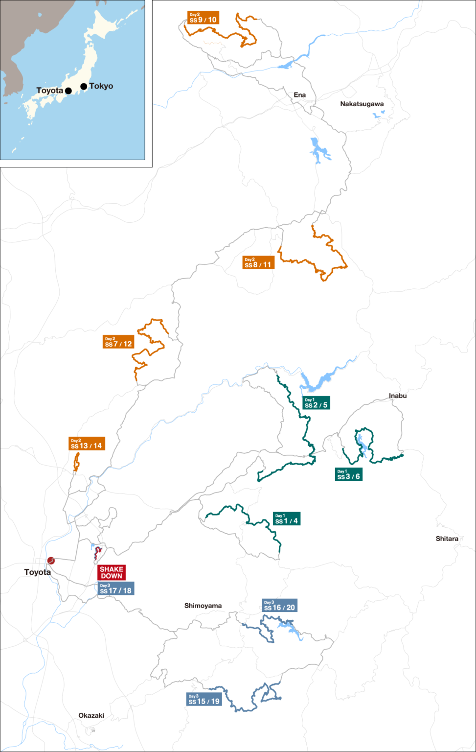 Mapa del Rally de Japón 2026