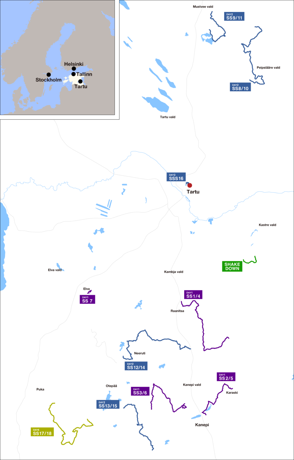 Mapa del Rally de Estonia 2026