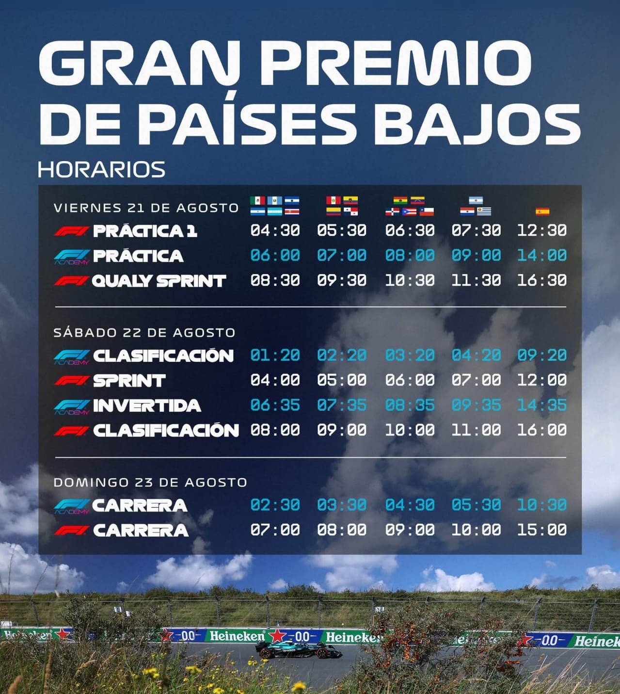 Horarios GP de Países Bajos 2026