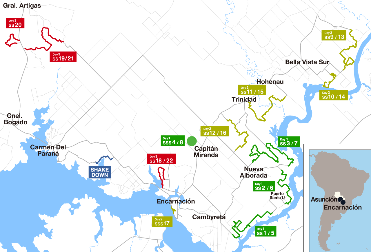Mapa del Rally del Paraguay 2026
