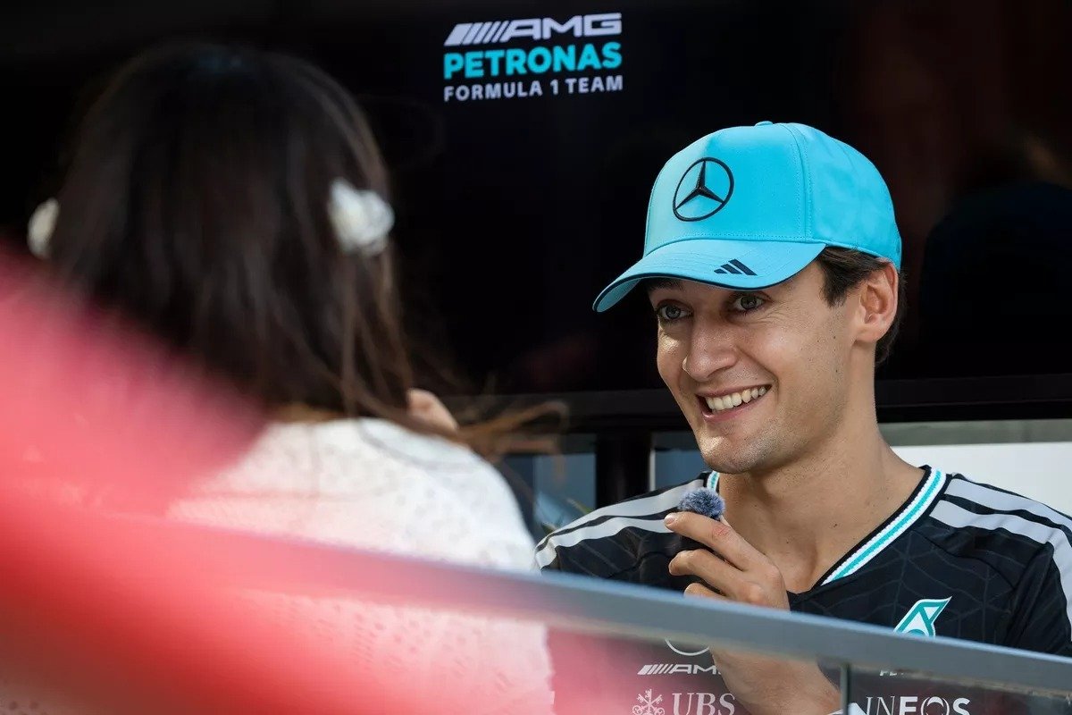 George Russell en la jornada de prensa de Baku, con 81 puntos de desventaja frente a su compañero